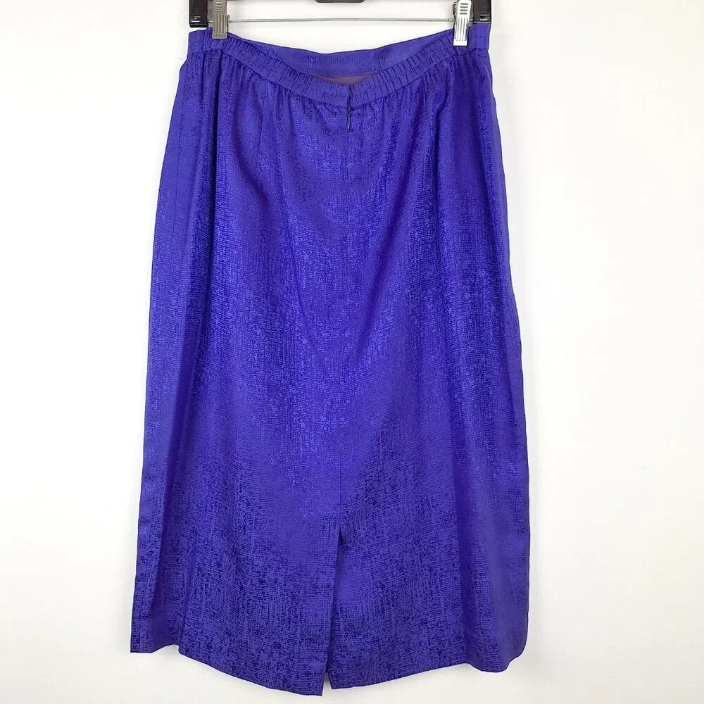 Silk Top & Skirt Suit Set, Size 14. Purple Embroidered Lined Adrianna Papell - Picture 6 of 16